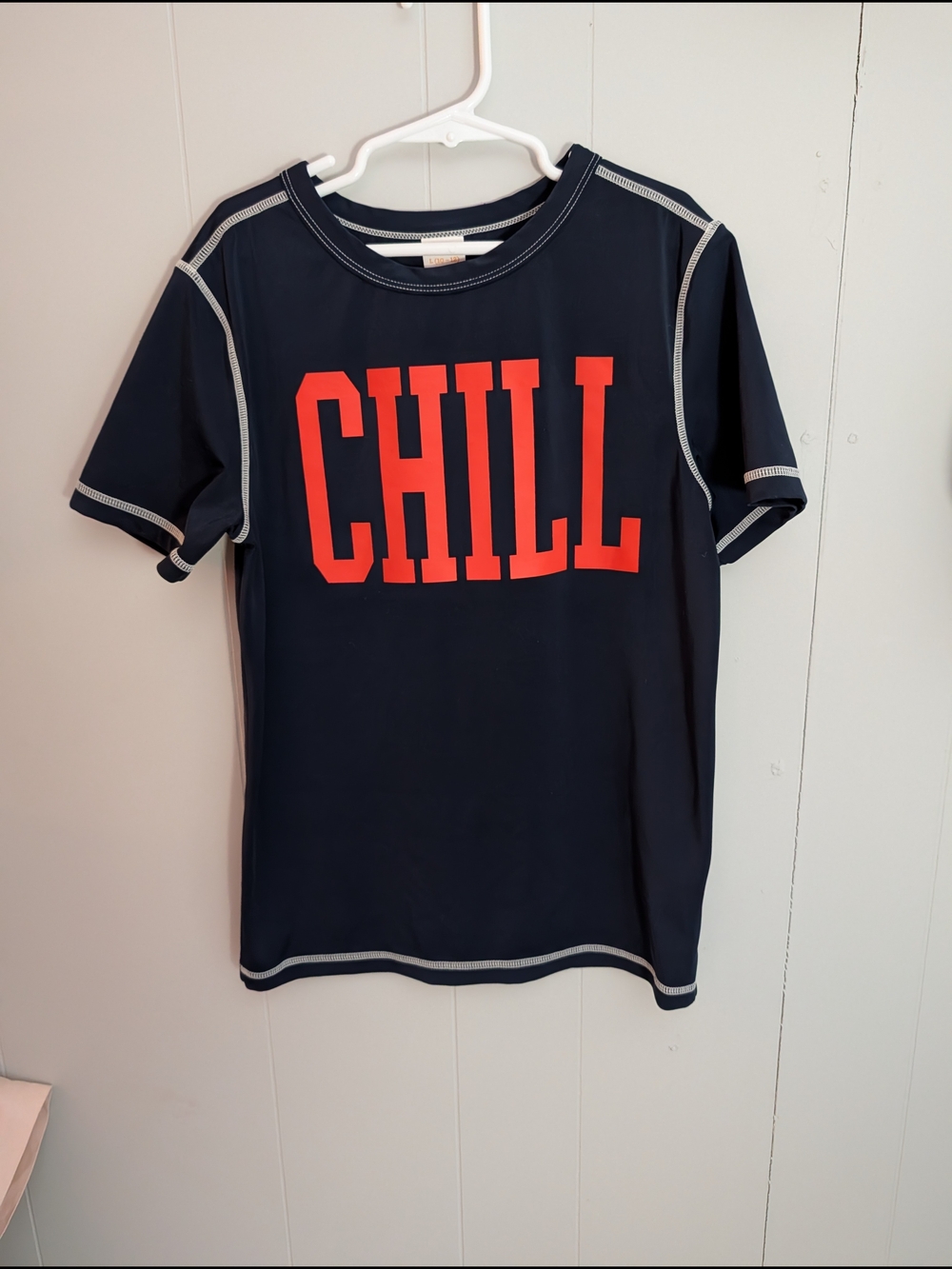 Gymboree Navy Short Sleeve Tee with Red CHILL Graphic